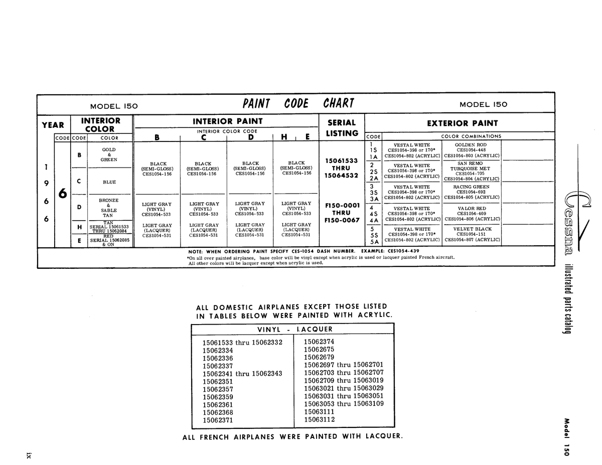 Aviation Part CES1054-705 for Cessna 150 Aircraft