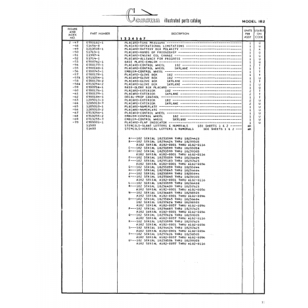 Aviation Part (0700178-1) — Cessna 182 Skylane Aviation Part (0700178-1) — Cessna 182 Skylane