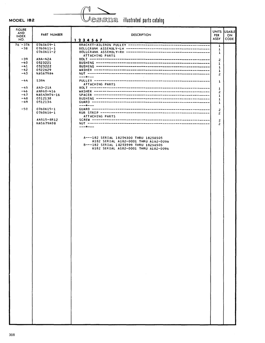 Aviation Part 0512138 for Cessna 182 Skylane Aircraft