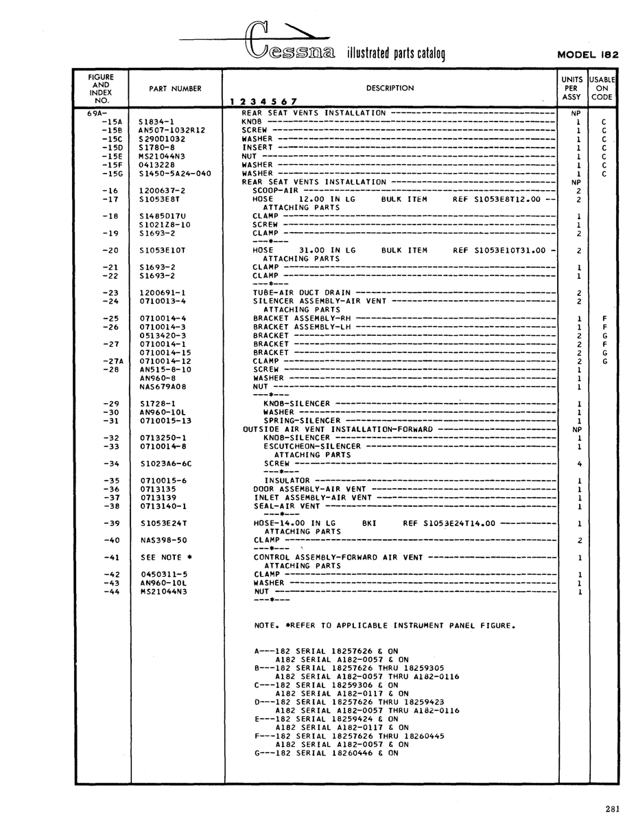 Aviation Part 0513420-3 for Cessna 182 Skylane Aircraft
