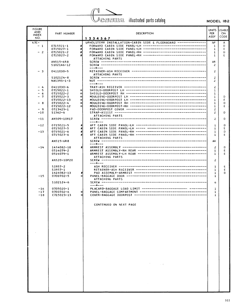 Aviation Part 0513425-1 for Cessna 182 Skylane Aircraft