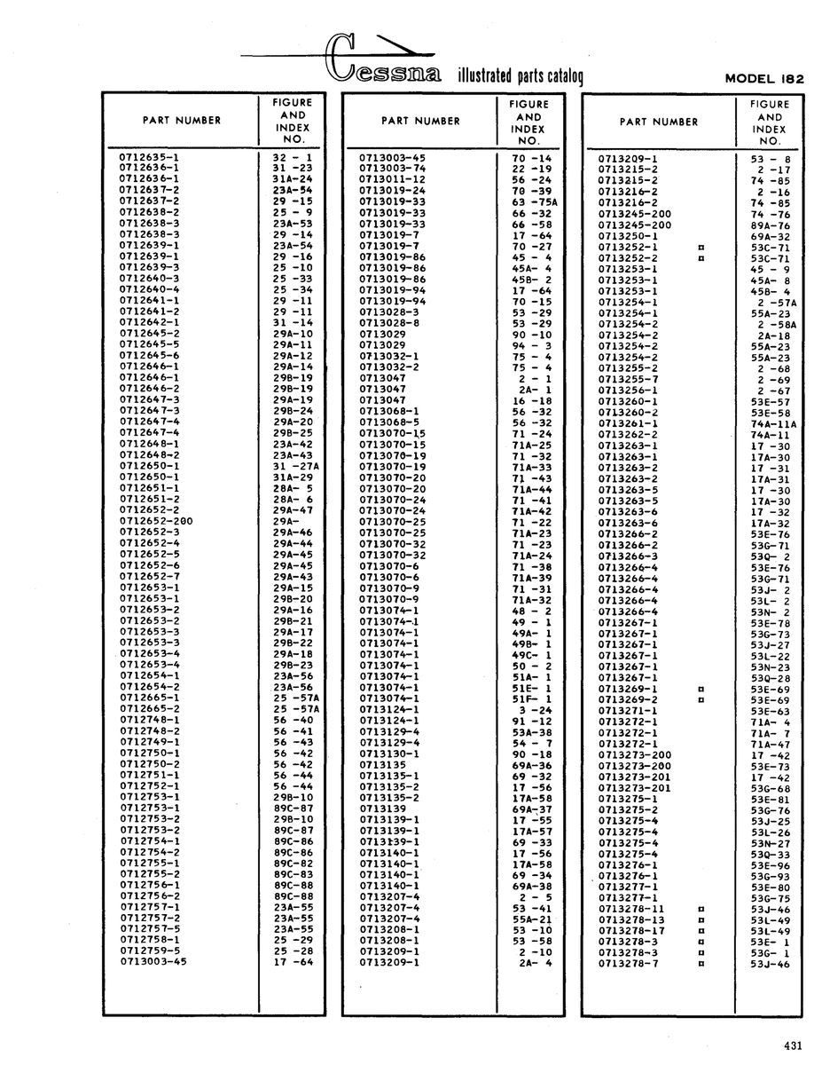 Aviation Part 0113032-1 for Cessna 182 Skylane Aircraft