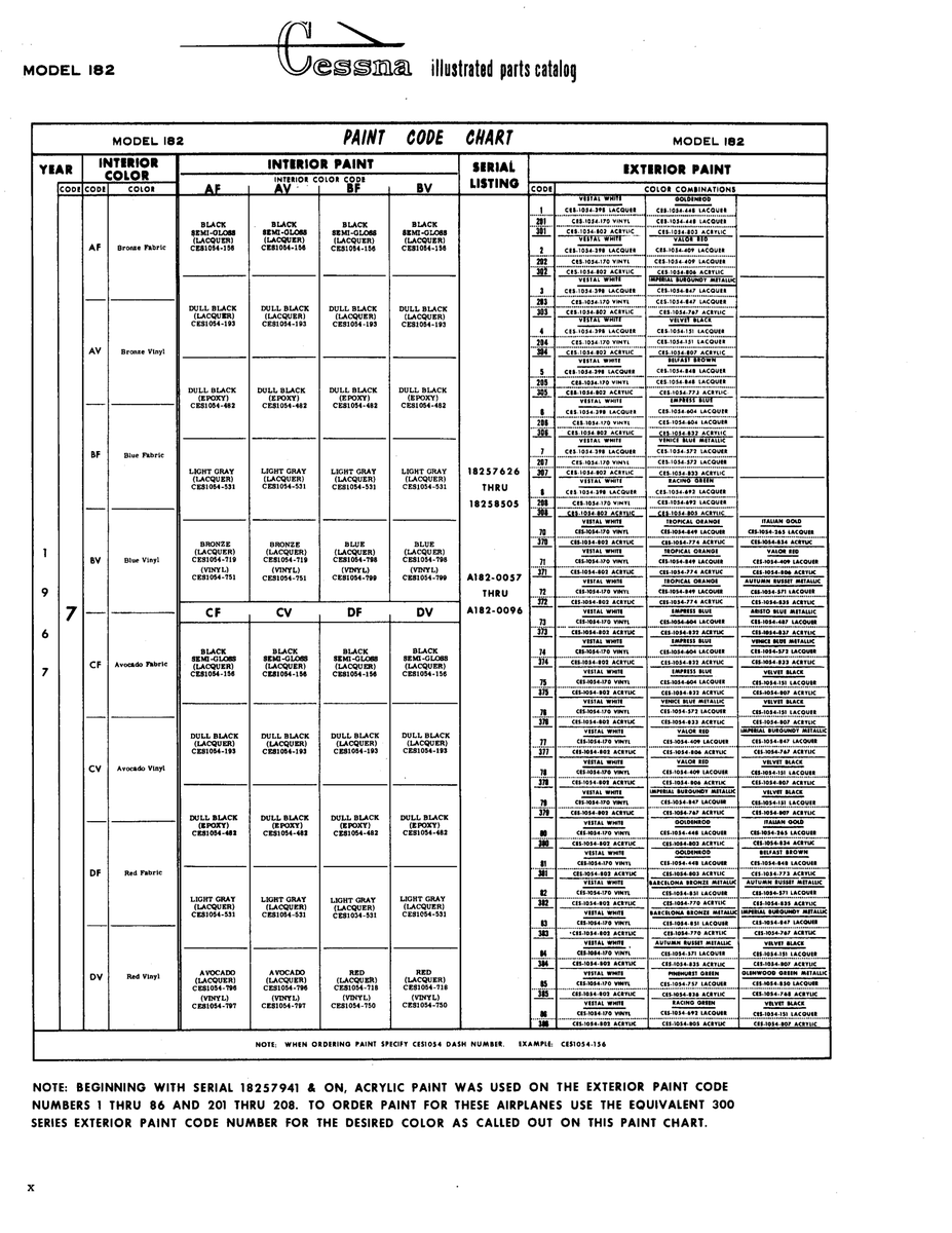 Acitlic CU-1014-107 for Cessna 182 Skylane Aircraft