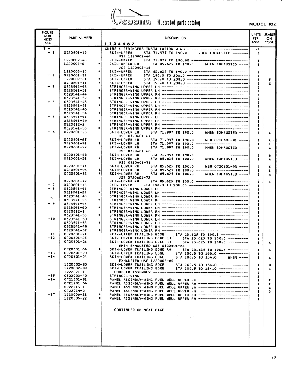 Aviation Part 0523003-40 for Cessna 182 Skylane Aircraft