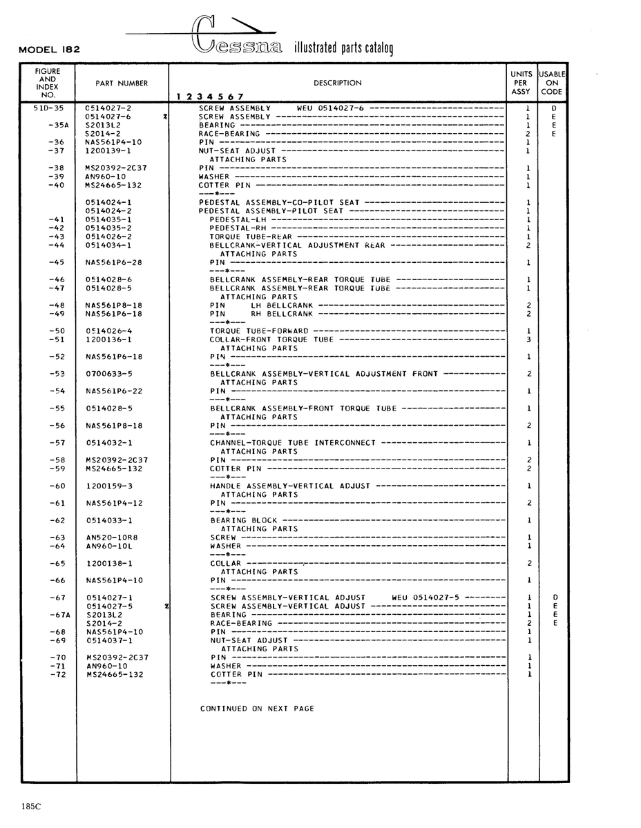 Aviation Part 0514024-1 for Cessna 182 Skylane Aircraft