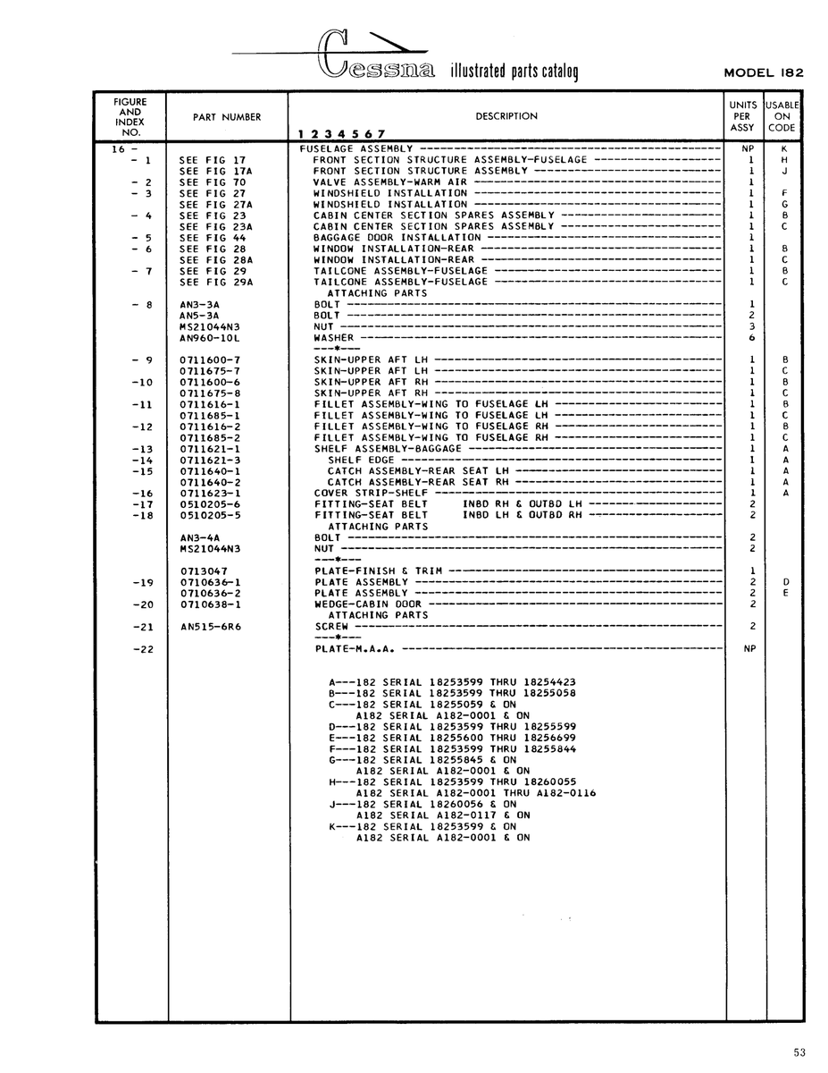 Aviation Part 0510205-6 for Cessna 182 Skylane Aircraft