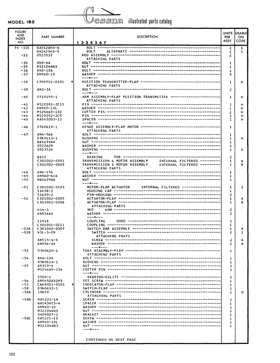 Aviation Part 0409007-2 for Cessna 182 Skylane Aircraft
