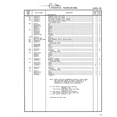 Aviation Part (0762032-1) — Cessna 182 Skylane Aviation Part (0762032-1) — Cessna 182 Skylane
