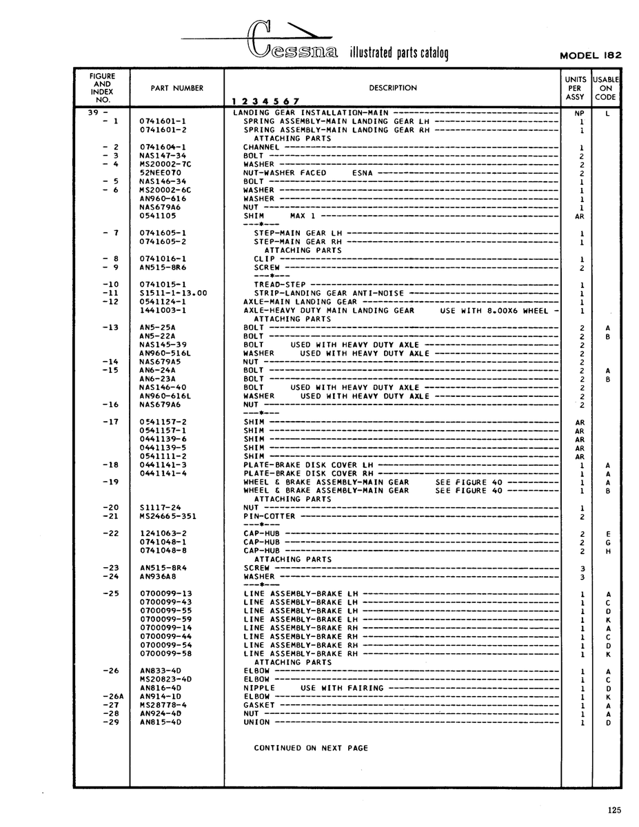Aviation Part 0441139-6 for Cessna 182 Skylane Aircraft