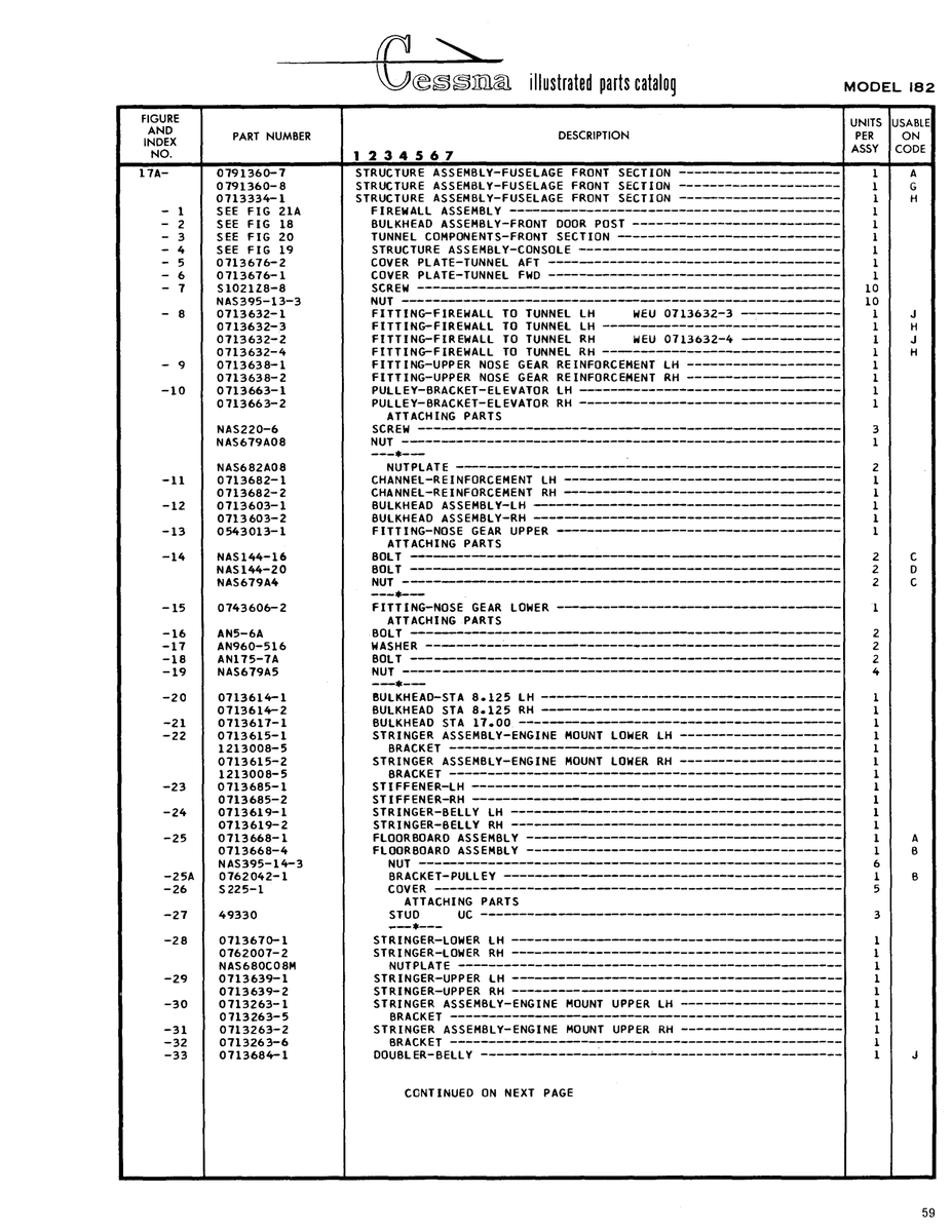 Aviation Part 0113263-2 for Cessna 182 Skylane Aircraft