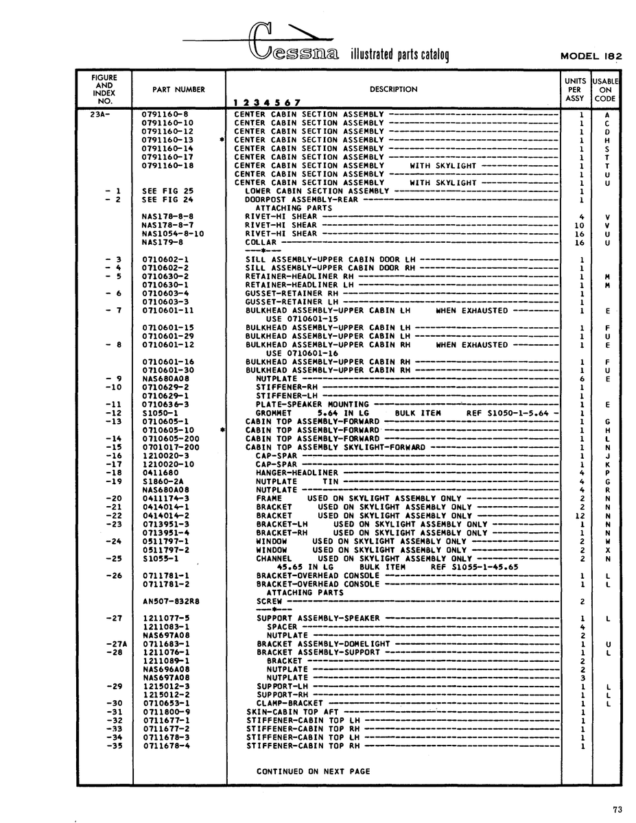 Aviation Part 0414014-1 for Cessna 182 Skylane Aircraft