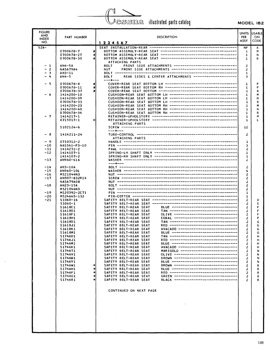 Aviation Part 0100678-8 for Cessna 182 Skylane Aircraft