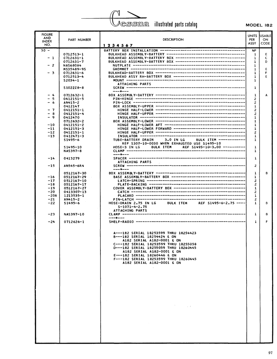 Aviation Part 0412151-3 for Cessna 182 Skylane Aircraft