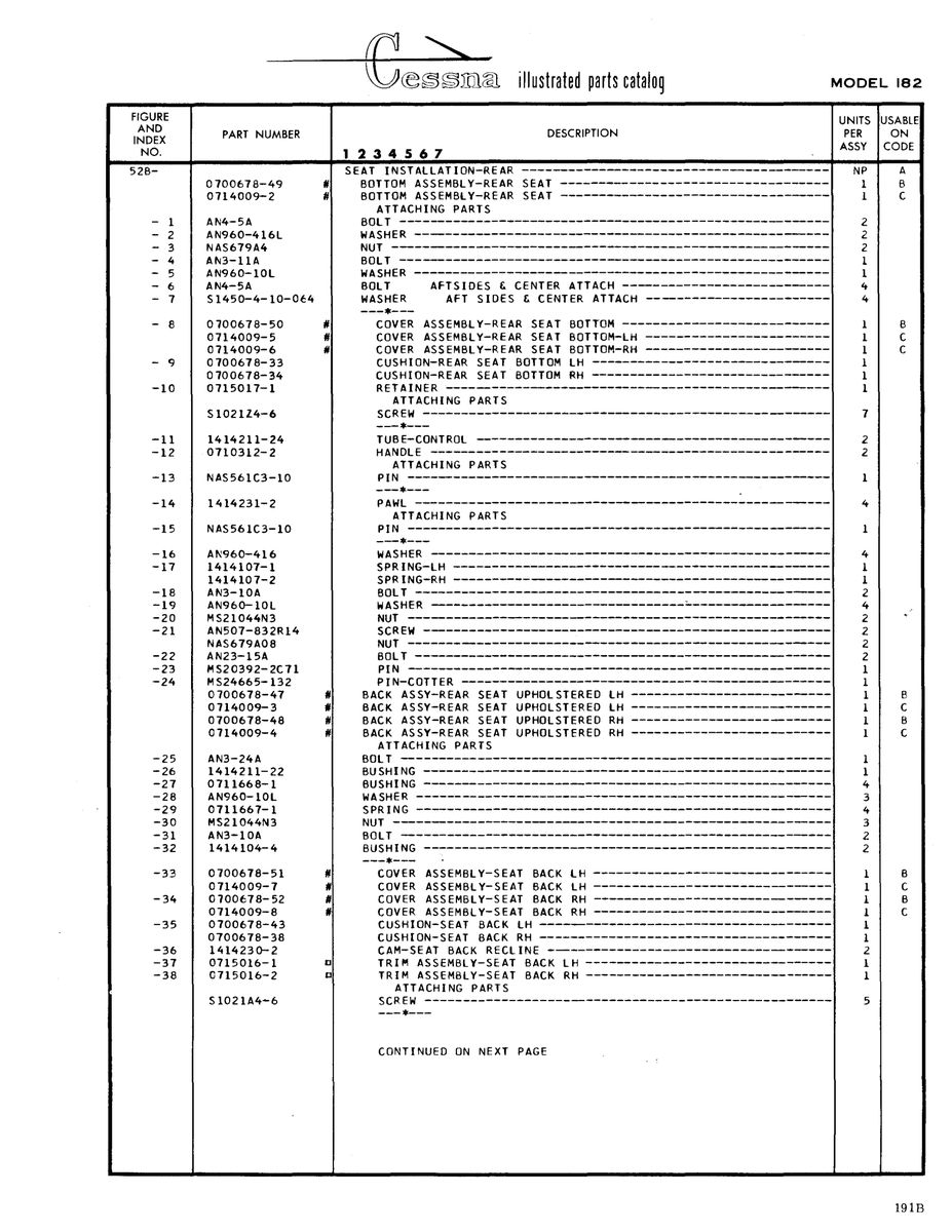 Aviation Part 0100678-52 for Cessna 182 Skylane Aircraft