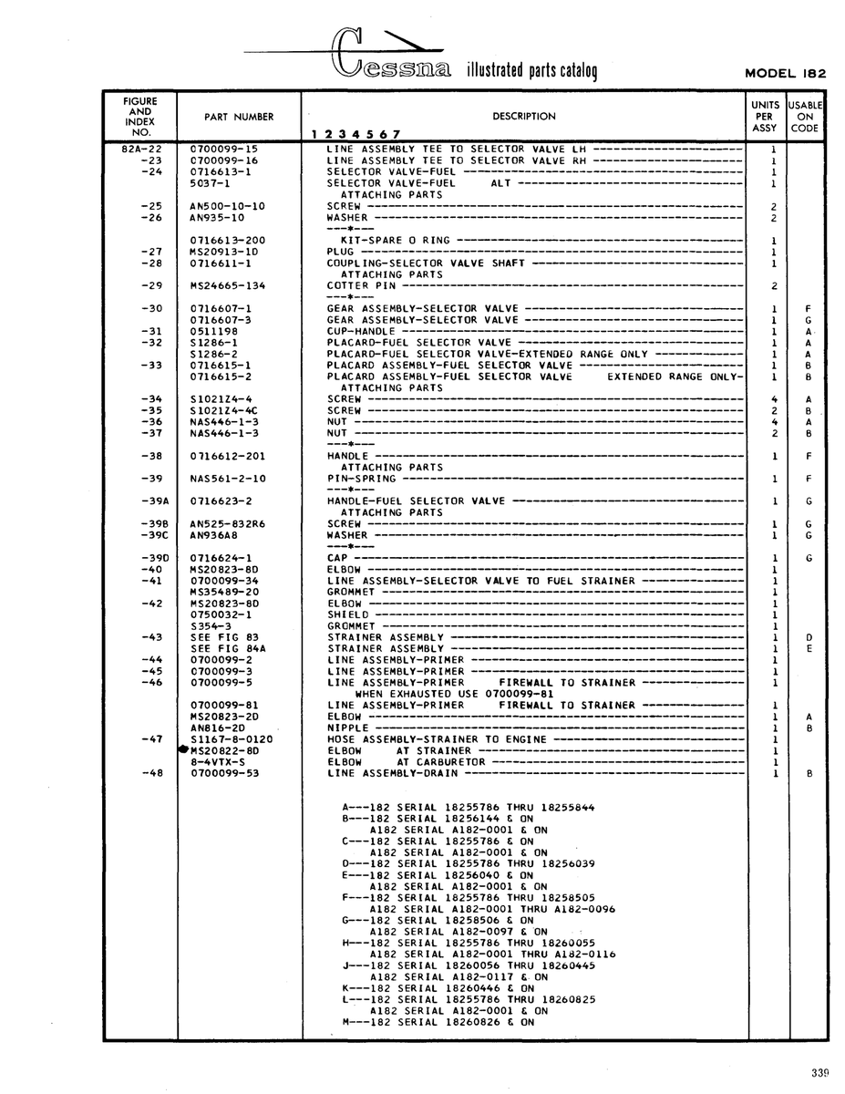 Aviation Part 0116612-201 for Cessna 182 Skylane Aircraft