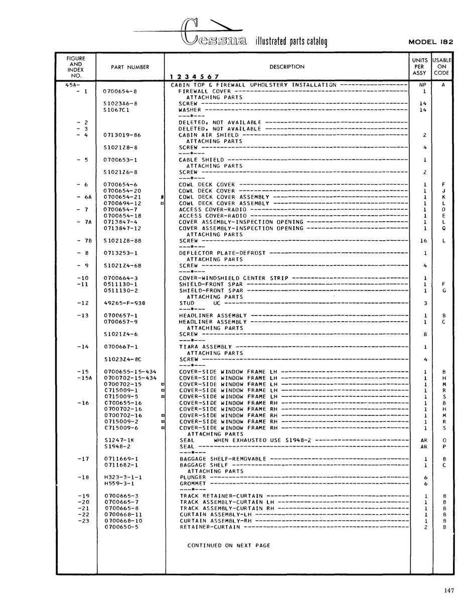 Aviation Part 0100650-5 for Cessna 182 Skylane Aircraft