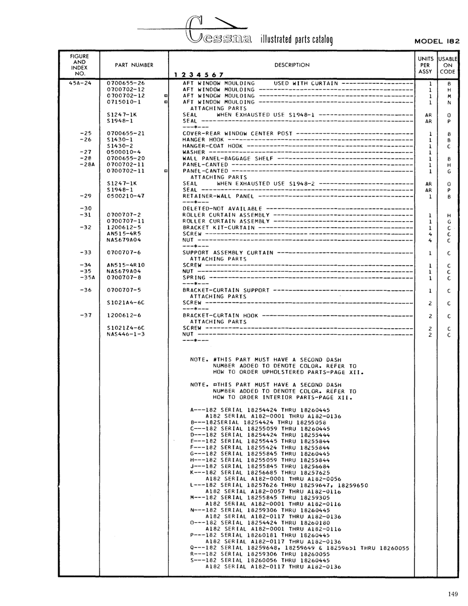 Aviation Part 0500210-47 for Cessna 182 Skylane Aircraft