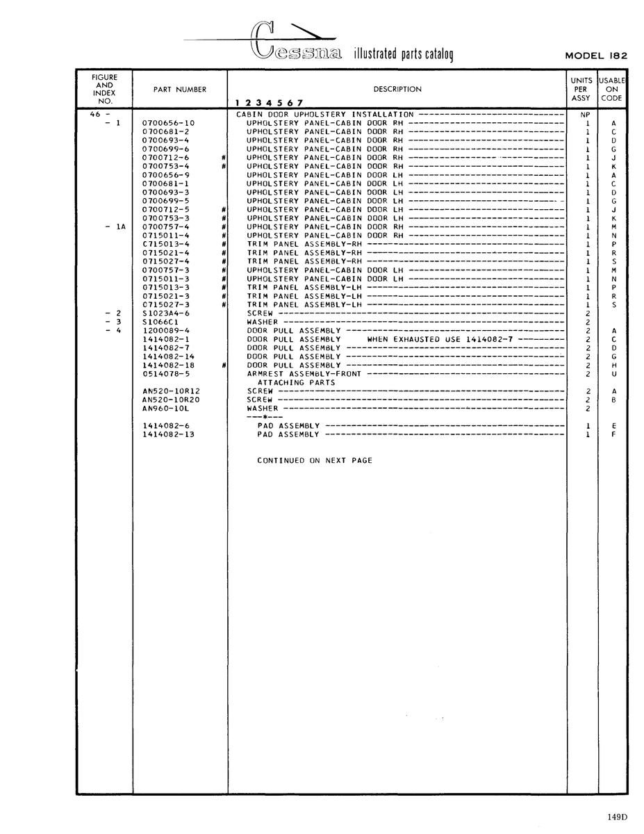 Panel Assembly Trim 0715027-4 for Cessna 182 Skylane Aircraft