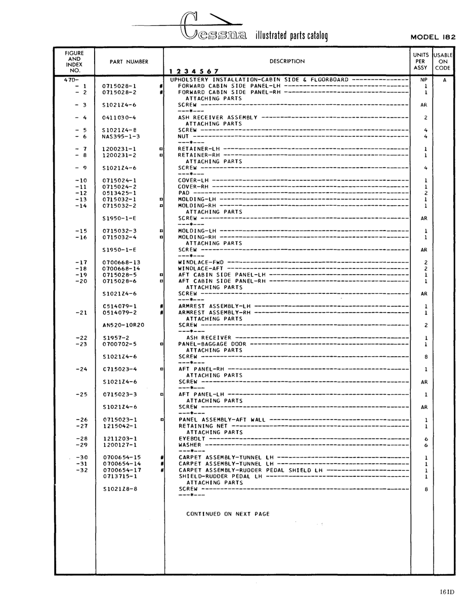 Aviation Part 0411030-4 for Cessna 182 Skylane Aircraft