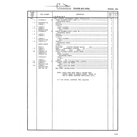 Aviation Part (Sl847-2-l) — Cessna 182 Skylane