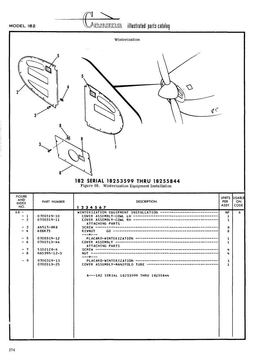 Aviation Part 0100319-10 for Cessna 182 Skylane Aircraft