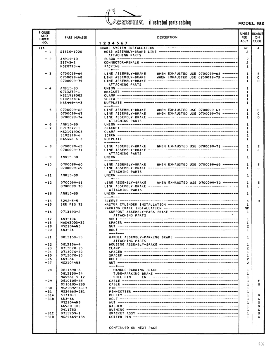 Aviation Part 0100099-60 for Cessna 182 Skylane Aircraft