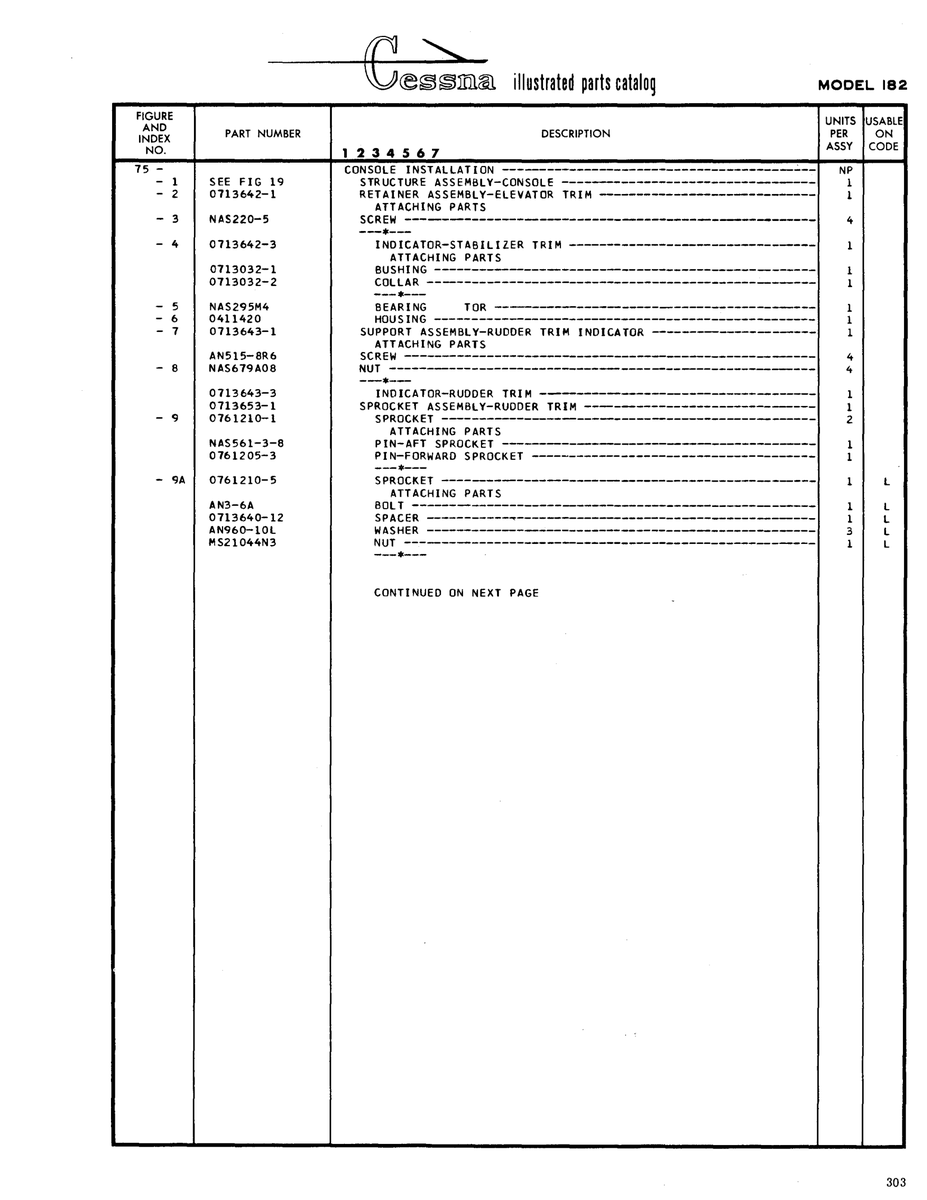 Aviation Part 0411420 for Cessna 182 Skylane Aircraft