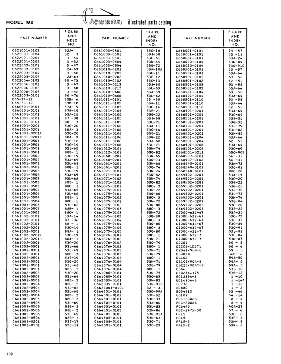 Aviation Part 02201-lOETl for Cessna 182 Skylane Aircraft