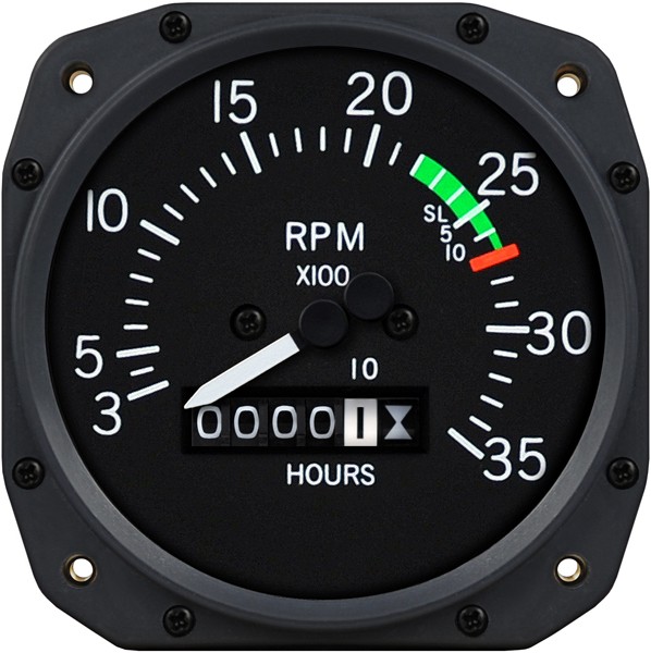 3 1/8 inch Cessna Mechanical Tachometer by Superior Labs SL 55002-14-N00 SL1010-55002-14-N00 C668020-2020 Cessna C-172  Marking Redline 2700