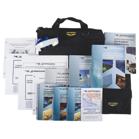 STUDENT KIT/Instrument, commercial part 141. Includes: IFR kneeboard and clipboard, Student Flight Bag, Commercial Pilot Practical Test Standards (PTS) booklet, Instrument Knowledge test guide, Commercial Knowledge test guide, Instrument and Commercial Gu