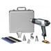 Silver Anniversary Kit/Includes: HL2020E heat gun, 75 mm spreader nozzle, 14 mm reflector nozzle, 39 mm reflector nozzle, 9 mm reduction nozzle, welding nozzle, plastic welding rod assortment, shrink tubes, plastic welding booklet, catalog and silver case