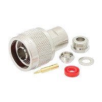 Connector/N male, 50 ohm, clamp/solder attachment for RG58, RG55, RG141, RG142, RG223, RG400. Note: This will not mate with 75 ohm N connectors. PE4081