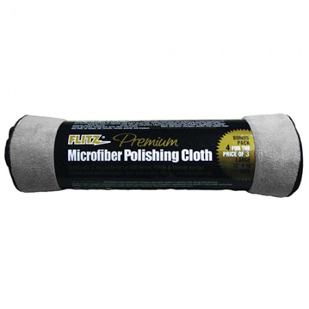 MICROFIBER POLISHING CLOTH/Gray 16 x 16. Banded, 4 pack. MC16164