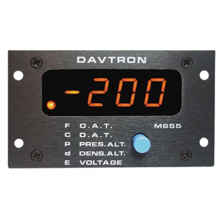 O.A.T. (OUTSIDE AIR TEMPERATURE) GAUGE/Displays Celsius, Fahrenheit, pressure altitude, density altitude and DC voltage. 14V to 28V input, Temperature range: -55 degrees to 100 degrees Celsius and -67 degrees to 212 degrees Fahrenheit, Density Altitude: -