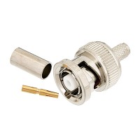 Connector/Rp BNC male, crimp/solder attachment for RG58. Meets Fcc part 15.203 requirements.  PE4716