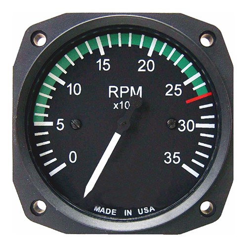 Tachometer/3 1/8 (No Internal Hour Meter), 0-3500 RPM, 1.5 Pulse/Rev, with Color Markings. TSO'd  T19-801-10CN