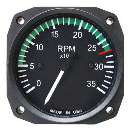 TACHOMETER/3 1/8 (No Internal Hour Meter), 0-3500 RPM, 1.5 Pulse/Rev, with Color Markings. TSO'd  T19-801-10CN