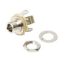 JJ034 HEADPHONE JACK/MONO/ 1/4 inside diameter, includes metal washer and nut.  11