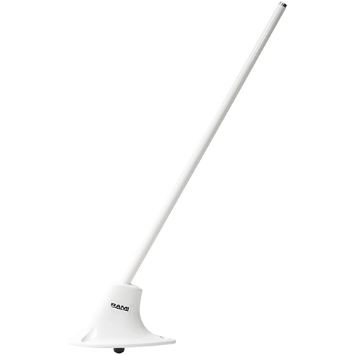 Antenna/Rod type, Tri-band Frequency 121.5, 243 and 406 MHz, 50 Ohms, BNC Female Connector, 3 Hole Mount, White Finish, designed for low speed aircraft up to 350 knots. Includes 1 each rubber gasket, metal back up plate, AV-KB3 hardware kit: 3 each screws