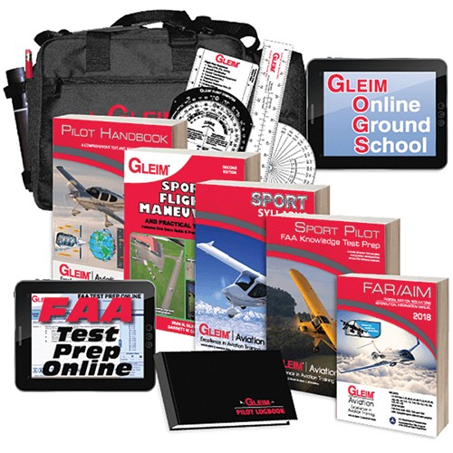 DELUXE SPORT PILOT KIT/Includes: Online Ground School for Sport Pilot; FAA Test Prep Online-Sport Pilot; Flight Bag; Flight Computer; FAR/AIM; Logbook; Pilot Handbook; Plotter; Sport Pilot Flight Maneuvers and Practical Test Prep; Sport Pilot FAA Knowledg