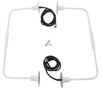 Vor/Loc Balanced Loop Antenna/Towel bar type. Includes: 2 each Dm N48-1-2 towel bars with coax cables. BNC Male Connector, 4 Hole mount (X2 Places), & a White Polyurethane Finish. ( Mandatory installation- Cable leads must be at 180 degrees to each other.