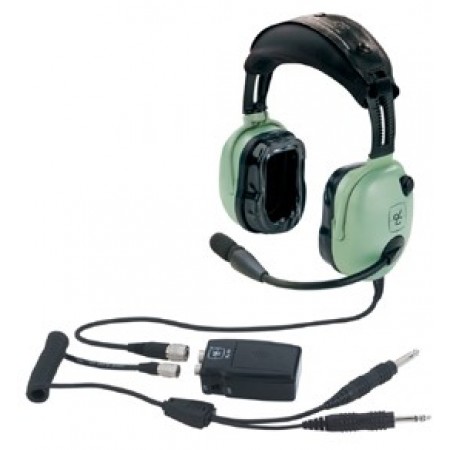 DAVID CLARK HEADSET/ENC/M-7A AMPLIFIED ELECTRET MIC/5' STRAIGHT CORD/DETACHABLE COIL CORD with DUAL PLUGS/UNIVERSAL FLEX BOOM/BATTERY PWR MODULE 40495G-03