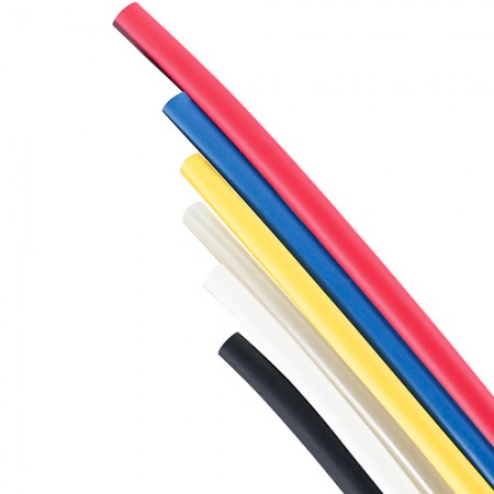HEAT SHRINK POLYOLEFIN/Black, 1/8, 4' stick. Thin walled, adhesive-lined that adheres to plastic, rubber and metal. Shrinks up to 50%, moisture resistant. HAT-1/8