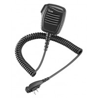 Large Speaker Mic/with earphone jack and metal alligator clip. Right angle 2-pin screw down connector, stereo mic/mono speaker HM-159 La Large Speaker Mic/with earphone jack and metal alligator clip. Right angle 2-pin screw down connector, stereo mic/mono speaker HM-159 La