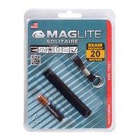 Mag-Lite Solitaire Flashlight Hang Pack/Black, includes: flashlight, key chain and 1 ea Aaa alkaline battery. 120-000-808 Mag-Lite Solitaire Flashlight Hang Pack/Black, includes: flashlight, key chain and 1 ea Aaa alkaline battery. 120-000-808