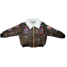 Jacket/Brown Bomber Style With Patches KIDS-4/5