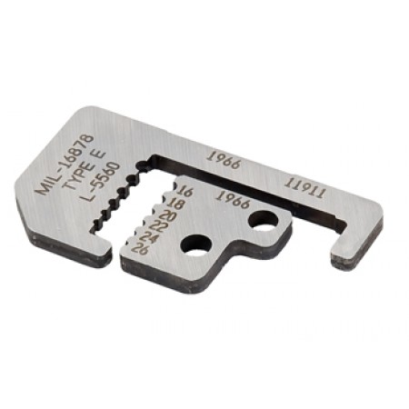 Custom Stripmaster Blade Set for 45-177/1.55mm2 through .584mm2. Contains counterbored hole sizes to insulation and inner stripping hole sized to conductor. Special blade configuration to meet specific applications. L-5560 Custom Stripmaster Blade Set for 45-177/1.55mm2 through .584mm2. Contains counterbored hole sizes to insulation and inner stripping hole sized to conductor. Special blade configuration to meet specific applications. L-5560