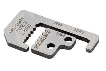 Custom Stripmaster Blade Set for 45-177/1.55mm2 through .584mm2. Contains counterbored hole sizes to insulation and inner stripping hole sized to conductor. Special blade configuration to meet specific applications. L-5560