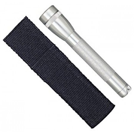Mini Mag-Lite Holster Combo Pack/Silver, includes: flashlight, polypropylene belt holster and 2 ea Aa alkaline batteries. 106-000-307 Mini Mag-Lite Holster Combo Pack/Silver, includes: flashlight, polypropylene belt holster and 2 ea Aa alkaline batteries. 106-000-307