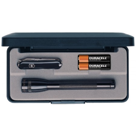 Mini Mag-Lite Flashlight and Classic Knife Combo Pack/Black, includes: flashlight, Victorinox classic Swiss Army knife and Aaa alkaline batteries. Mini Mag-Lite Flashlight and Classic Knife Combo Pack/Black, includes: flashlight, Victorinox classic Swiss Army knife and Aaa alkaline batteries.
